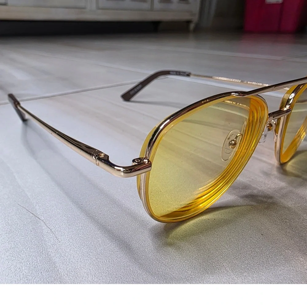 Zenni Optical Gold Aviator Frames Only 419014 Retro Double Bridge Eye Glasses D1